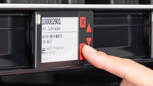 iDISPLAYrack - Digital rack label on Kanban rack iDISPLAYrack - Digital rack label on Kanban rack